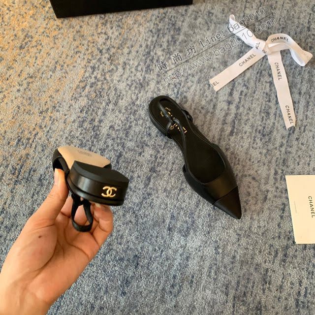 Chanel女鞋 香奈兒2020Cruise新款 小香單鞋 Chanel羊皮後空涼鞋  naq1124
